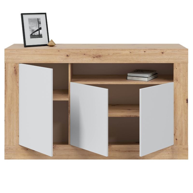 Aparador salón Baltik Color Roble Nodi Y Blanco Artik _frontal Aparador salón Baltik Color Roble Nodi Y Blanco Artik _frontal