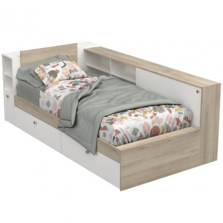 Cama Life Con Almacenaje Dormitorio Juvenil Blanco Y Roble Kronberg_portada