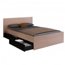 Cama de Matrimonio John Con Cajones Bajos Roble Brooklyn Y Negro Stipple 135-140x190 cm Cama de Matrimonio John Con Cajones Bajos Roble Brooklyn Y Negro Stipple 135-140x190 cm