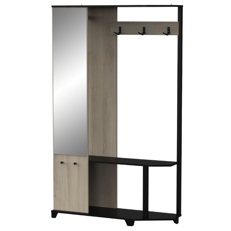 Mueble Perchero Recibidor Cobbler Con Espejo Roble y Negro_portada Mueble Perchero Recibidor Cobbler Con Espejo Roble y Negro_portada