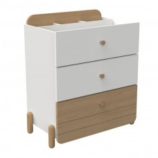 Cómoda Juvenil Edaj 3 Cajones Roble y Blanco 73x82 cm