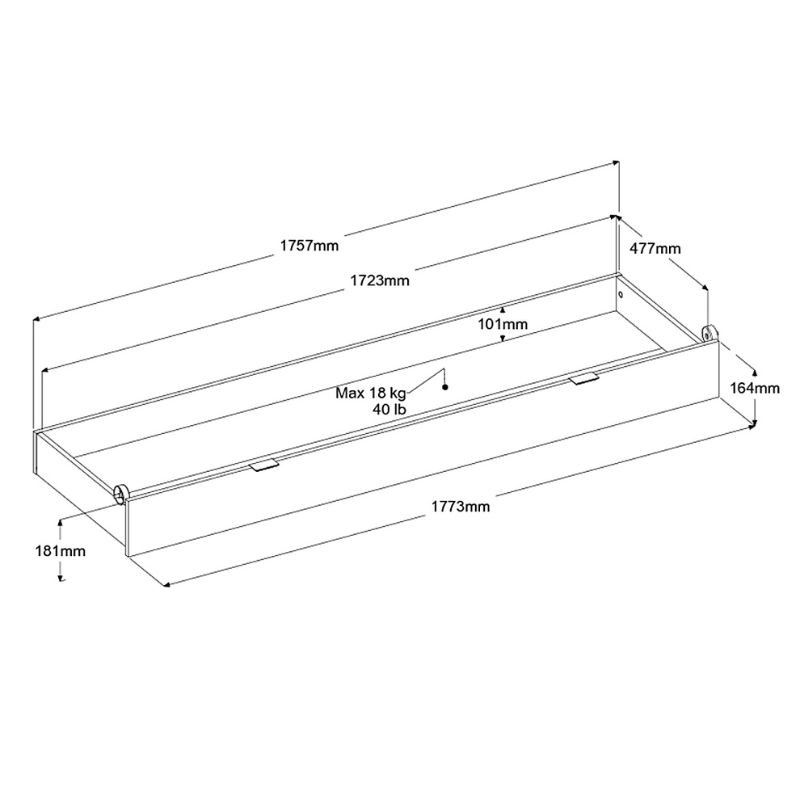 Cajón Bajo Cama De Matrimonio Lampe Color Negro Stipple_medidas