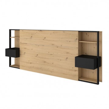 Cabecero con Mesitas Line color Roble y Negro