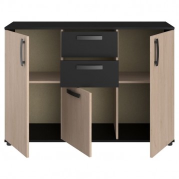 Frontal Aparador Dark Comedor Moderno Roble Brookling y Negro Mate detalle