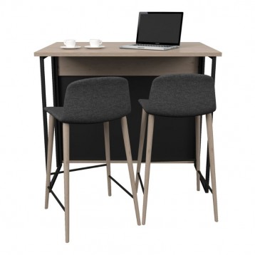 Frontal trasera de Isla Cocina Buh Mueble Auxiliar Negro y Roble Jackson