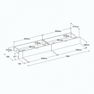 Dormitorio Estilo Nórdico John Color Roble Brooklyn y blanco Shiny_cajones medidas 2