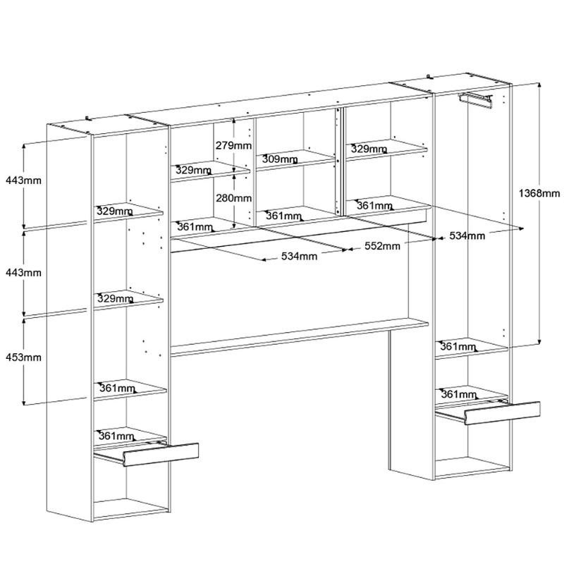 Dormitorio Estilo Nórdico John Color Roble Brooklyn y blanco Shiny_cabecero medidas 2