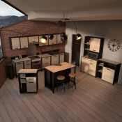 Buffet Cocina Atelier en color Roble Kronberg y Negro Mate 1p y 3c  92x120x60 cm