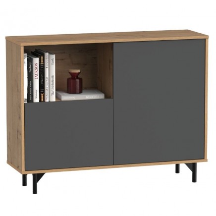 Portada Aparador Salón Comedor Anori Con Patas Color Roble Gold Y Gris