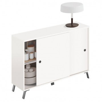 Aparador salón Kamet puertas correderas blanco