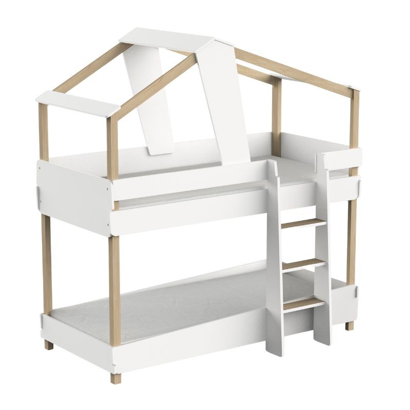 Litera Juvenil Timber Blanco Mate y Beige