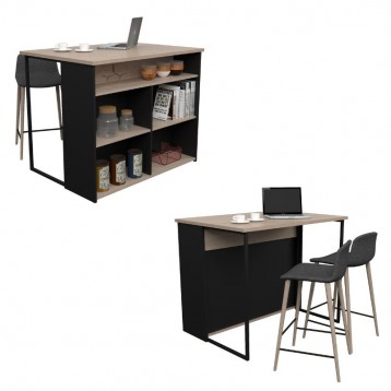 Dos posiciones Isla Cocina Buh Mueble Auxiliar Negro y Roble Jackson