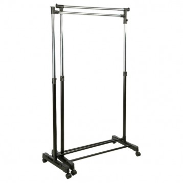 Mueble Auxiliar Perchero Doble Con Barra Giratoria Y Ruedas