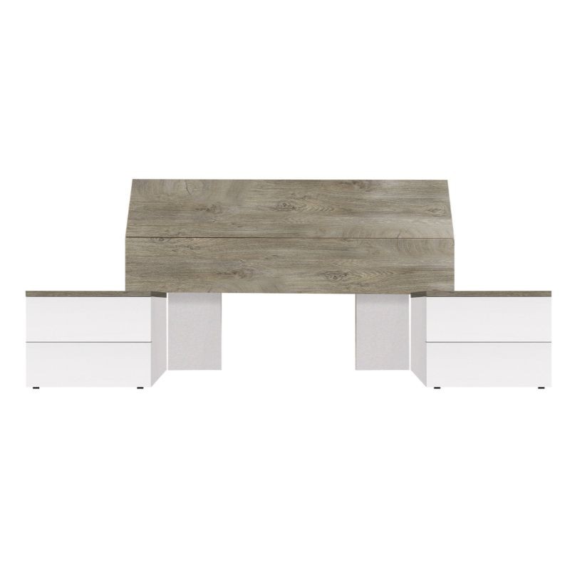 Muebles Dormitorio Matrimonio Ethna Estilo Nórdico Color Blanco y Roble Alaska 160 cm Muebles Dormitorio Matrimonio Ethna Estilo Nórdico Color Blanco y Roble Alaska 160 cm