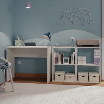Escritorio Turín y estanterías color blanco_Ambiente_2
