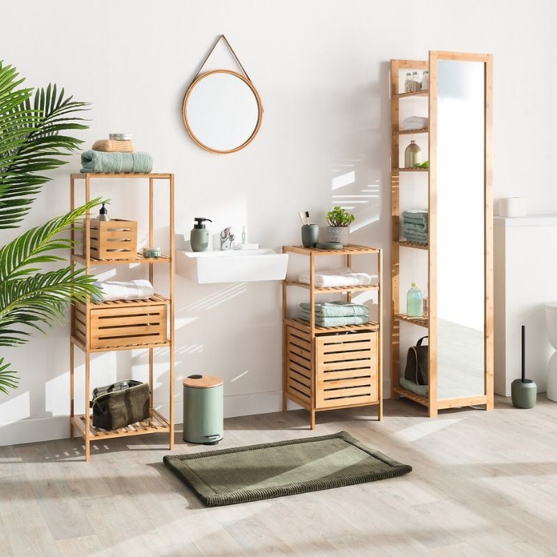 Mueble Auxiliar de Bambu Versatil para Baño, Cocina y Otras