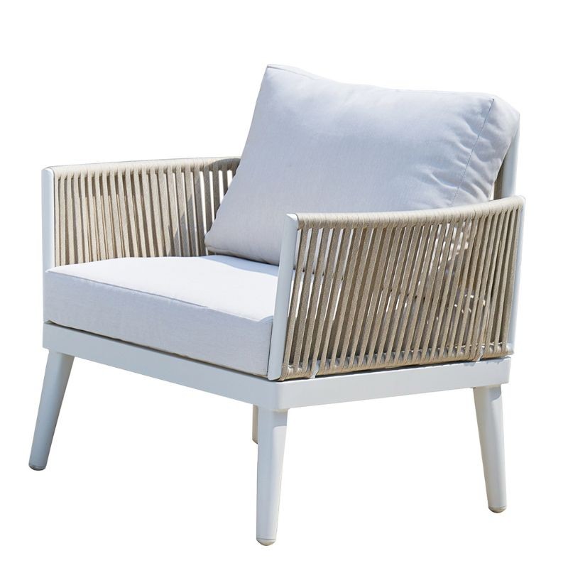 Conjunto Muebles Exteriores 4 Piezas Miramar Color Blanco_Silla Conjunto Muebles Exteriores 4 Piezas Miramar Color Blanco_Silla