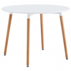 Mesa De Cocina Redonda Fija Nordika Color Blanco y Haya 100x75 cm