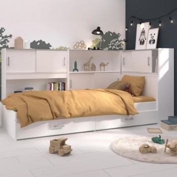 Ambiente dormitorio con Cama Juvenil Candy Blanco Mate