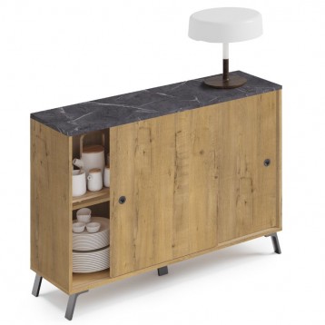 Pack Muebles Despacho Oficina 4 Escritorios Roble Gold_Aparador