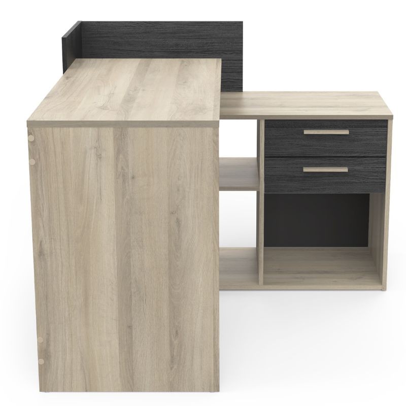 Escritorio de Rincón Optima 2 Cajones Color Roble y Negro 121Cm_4