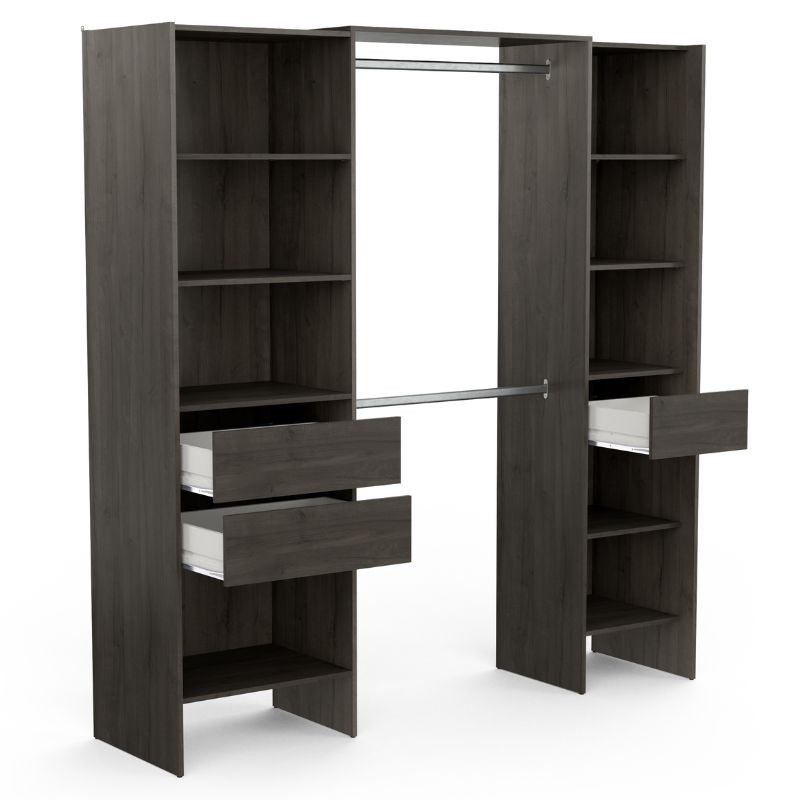 Vestidor Extensible con 3 Cajones Miami Color Madera Oscuro 189x203x50 Cm_1