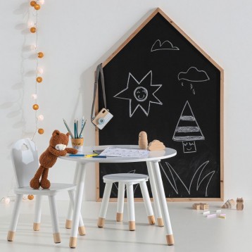 Pack Douceur Infantil Mesa, Silla y Taburete Color Blanco_1