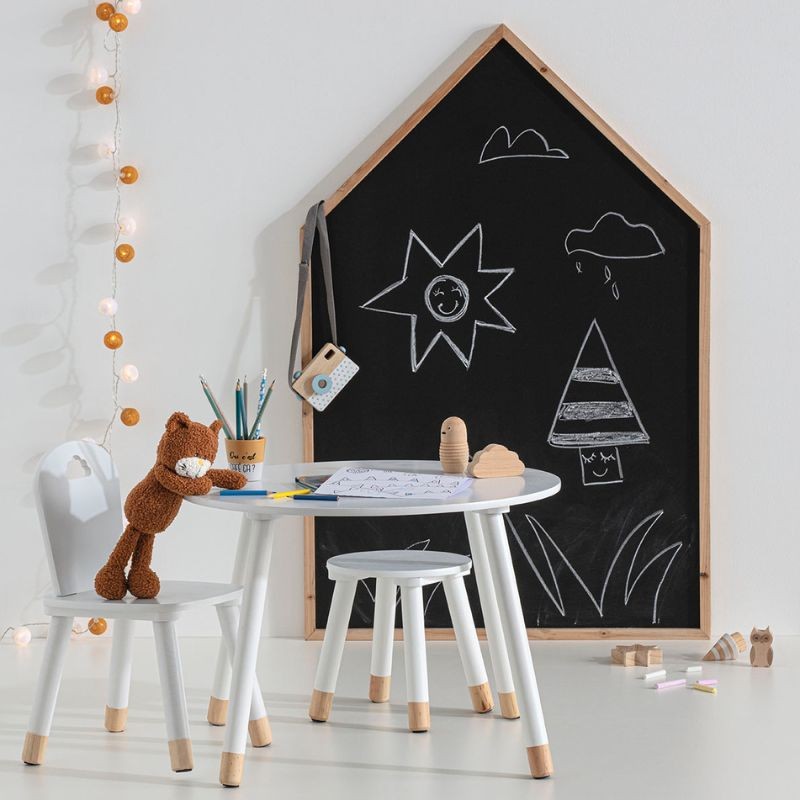 Pack Douceur Infantil Mesa, Silla y Taburete Color Blanco_1