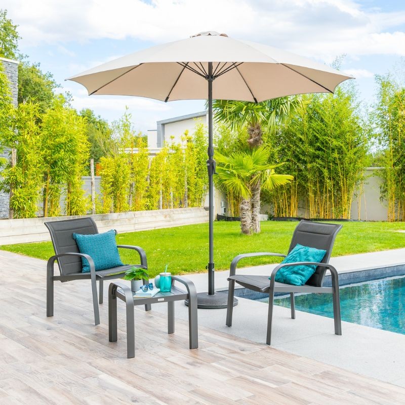 Muebles De Exterior Jardín Elyn 3 Piezas Color Gris Antracita y Grafito Ambiente Muebles De Exterior Jardín Elyn 3 Piezas Color Gris Antracita y Grafito Ambiente