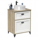 Mueble de Baño con Patas Toscana 61 cm Blanco Soft y Roble Cambrian (Lavabo Opcional)