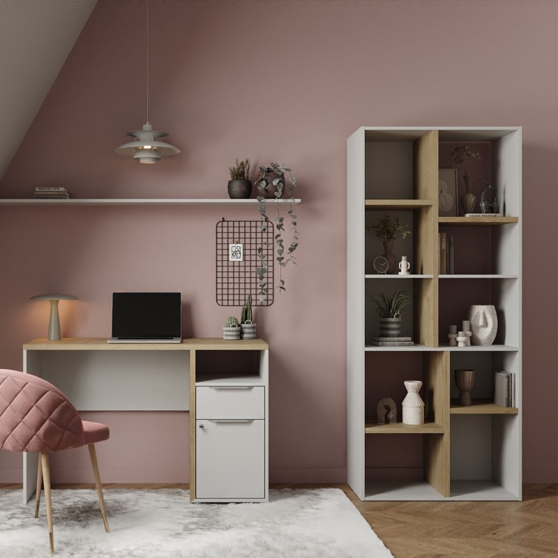 Estantería Multiposición Acces Roble Hamilton Y Blanco Mate 78x183x36 cm Estantería Multiposición Acces Roble Hamilton Y Blanco Mate 78x183x36 cm