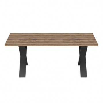 Frontal Mesa De Comedor Fija Mónaco Roble Oscuro Y Negro Estructurado