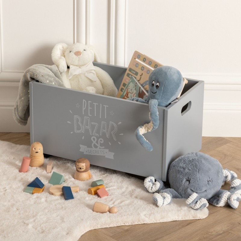 Baúl Bazar con Ruedas en Color Gris 48x29x28 cm