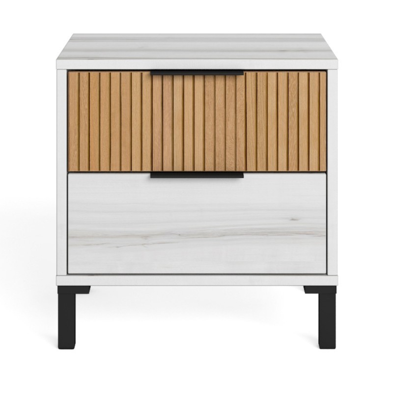 Pack de Muebles de Dormitorio en Blanco Albo y Roble Rayado