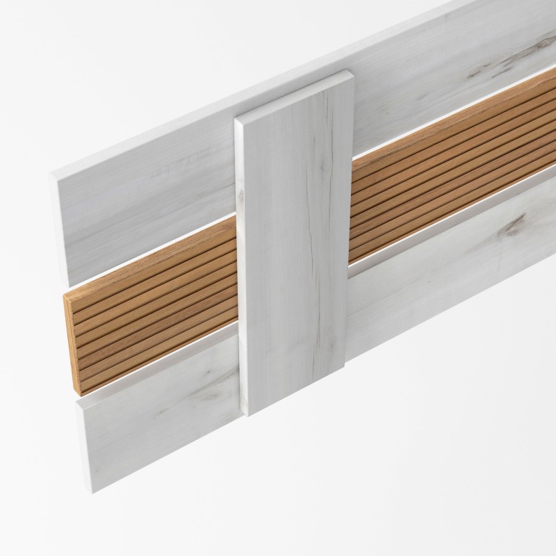 Pack de Muebles de Dormitorio en Blanco Albo y Roble Rayado