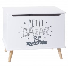 Mueble Infantil Baúl Bazar con Patas de Madera en Color Blanco 58x48x38 cm Mueble Infantil Baúl Bazar con Patas de Madera en Color Blanco 58x48x38 cm