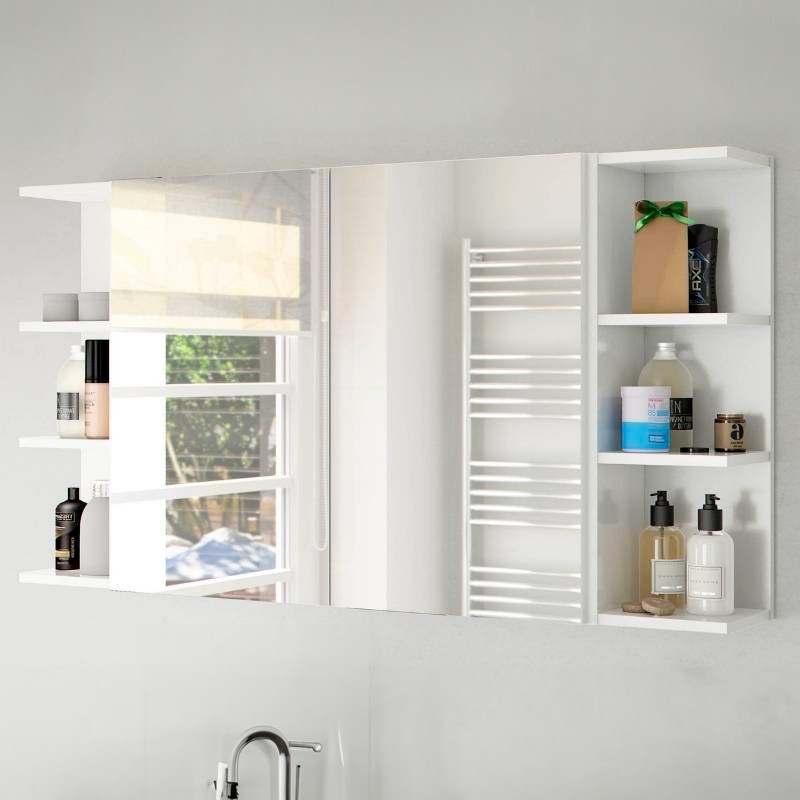 Mueble Auxiliar de Baño Pack 2 Armarios + 2 Estanterías Blanco 120x65 cm