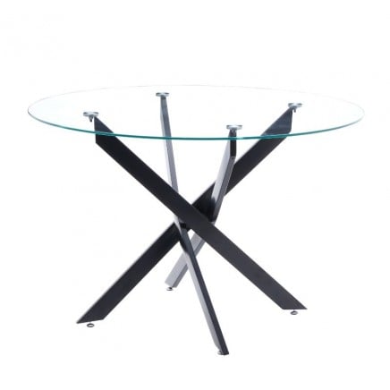 Mesa Comedor Redonda Crest Cristal Color Negro 114x40 cm