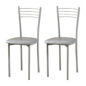 Pack 2_ Silla De Cocina Color Gris De Metal Y Poliuretano