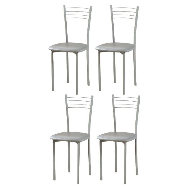 Pack 4_ Silla De Cocina Color Gris De Metal Y Poliuretano Pack 4_ Silla De Cocina Color Gris De Metal Y Poliuretano
