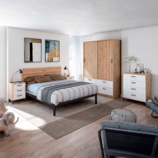 Muebles Dormitorio Matrimonio Lúmina Roble Nodi y Blanco Artik