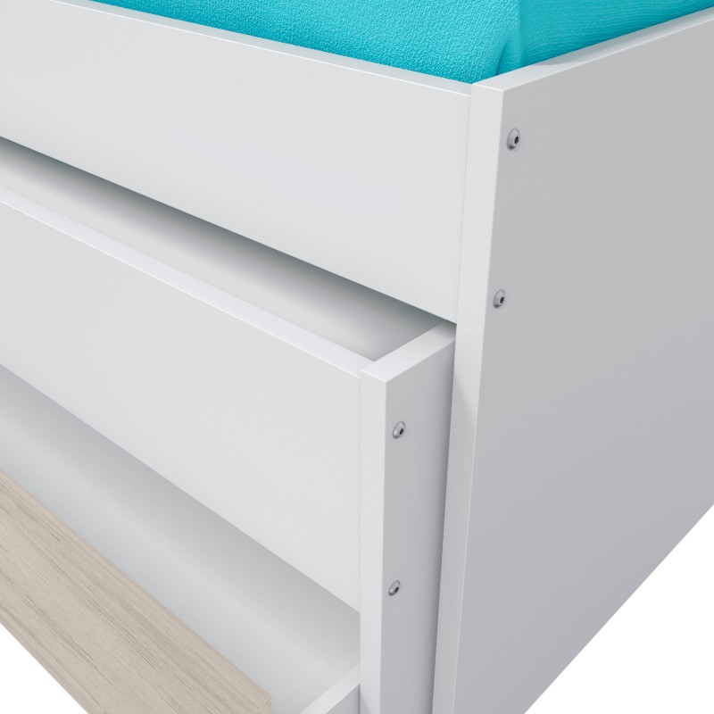 Cama Nido con Cajones Elliot 190x90 cm + Estantería Blanco Cama Nido con Cajones Elliot 190x90 cm + Estantería Blanco