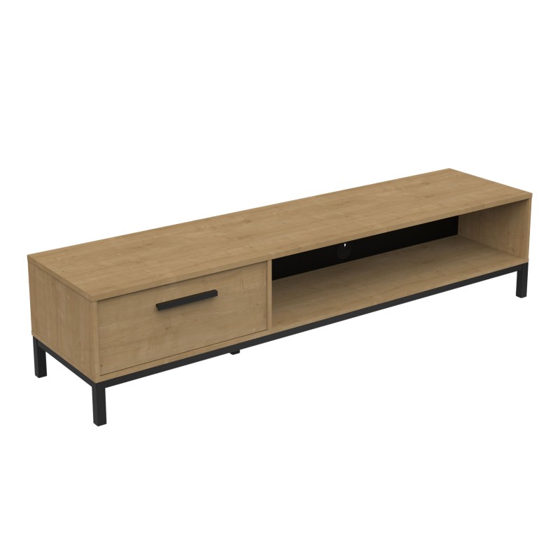 Pack Muebles Salón Estilo Industrial Roble Hamilton y Negro