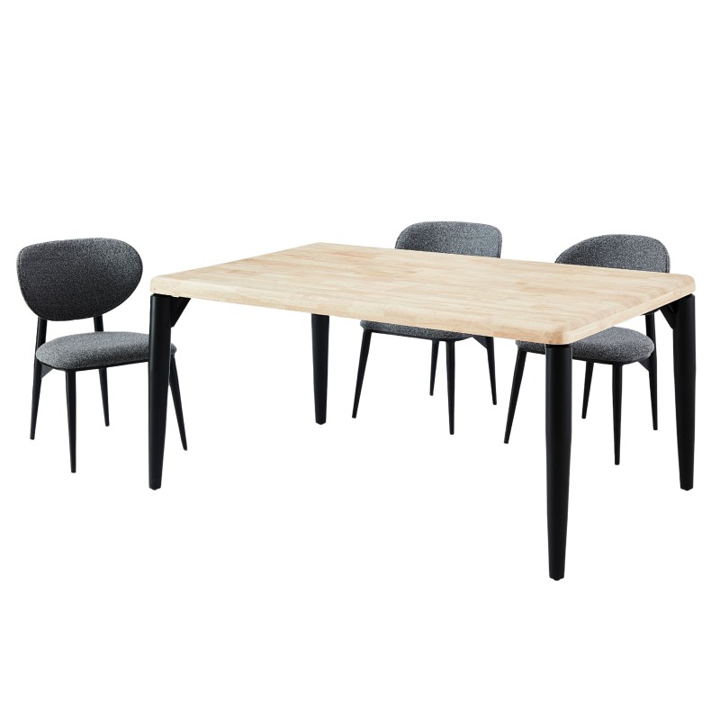 Mesa de Comedor Fija Napi en Roble Nordish y Negro 160x100 cm Mesa de Comedor Fija Napi en Roble Nordish y Negro 160x100 cm