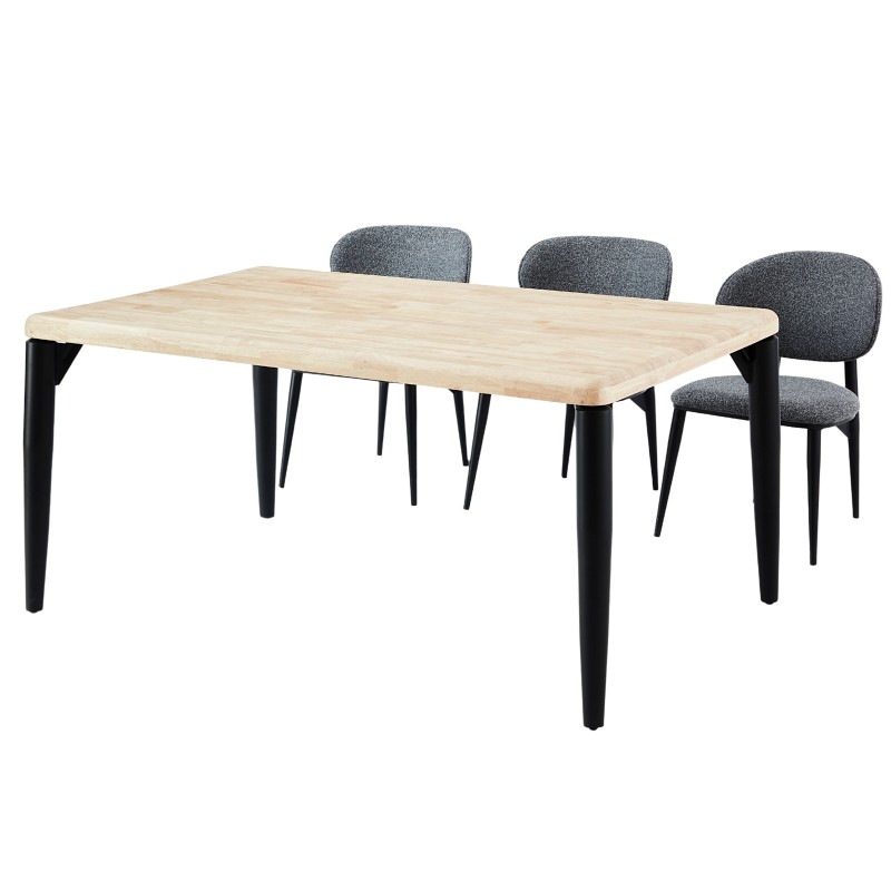 Mesa de Comedor Fija Napi en Roble Nordish y Negro 160x100 cm Mesa de Comedor Fija Napi en Roble Nordish y Negro 160x100 cm