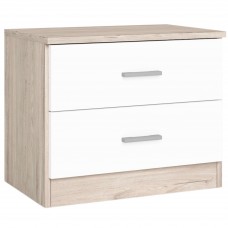 Mesita de Noche Couple Color Sahara y Blanco Mate con 2 Cajones 50x42 cm