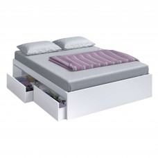 Cama Matrimonio 150x190 cm Blanco 4 Cajones