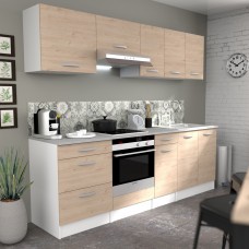 Cocina Modular Eko 8 Muebles Color Roble Jackson y Blanco Mate 240 cm Cocina Modular Eko 8 Muebles Color Roble Jackson y Blanco Mate 240 cm