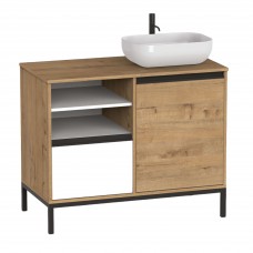 Mueble de Baño con Patas Támesis Roble y Blanco 100 cm (Lavabo opcional) Mueble de Baño con Patas Támesis Roble y Blanco 100 cm (Lavabo opcional)