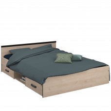 Cama De Matrimonio 2 cajones Solstice Roble Jackson y Negro Stipple 135-140x190 cm